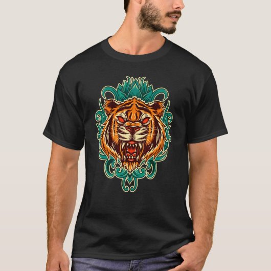 Funny Growling Mouth Open Bengal Tiger T-shirt (Voorkant)