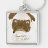Funny Grumpy AFICIONADO Puggy Cigar Sleutelhanger (Voorkant)