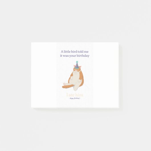 Funny Grumpy Birthday Cat, Happy Birthday Design Post-it® Notes (Voorkant)