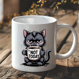 Funny Grumpy Black Cat Lover Not Today Sarcastic Koffiemok