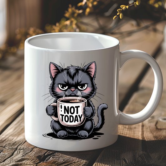 Funny Grumpy Black Cat Lover Not Today Sarcastic Koffiemok