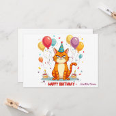 Funny Grumpy Cat Birthday Card – Balloon Overload Kaart (Voorkant / Achterkant in situ)