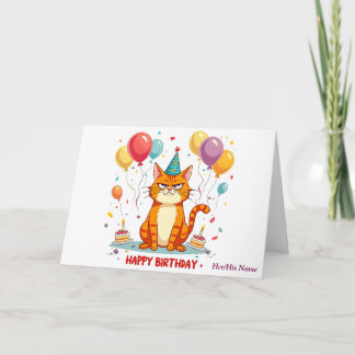 Funny Grumpy Cat Birthday Card – Balloon Overload Kaart