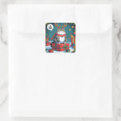 Funny Grumpy Cat Christmas Design – Fat Cat Vierkante Sticker (Tas)