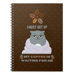 Funny Grumpy Cat Coffee Lover op bruine achtergron Notitieboek