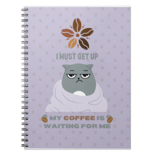 Funny Grumpy Cat in Blanket Coffee Lover Notitiebo Notitieboek