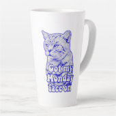 Funny grumpy cat meme voor katten en eigenaars latte mok (Rechterhoek)