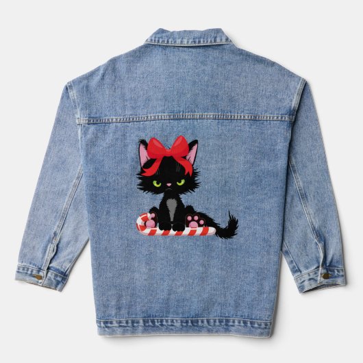 Funny Grumpy Cat of Kerstmis Denim Jacket (Achterkant)