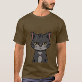 Funny Grumpy Charcoal Tabby Cat Sassy Stare 🐾😒 T-shirt (Voorkant)