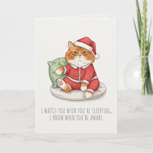 Funny Grumpy Christmas Cat Card Kaart (Voorkant)