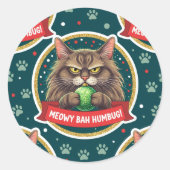Funny Grumpy Christmas Cat Sticker – Ornament cat (Voorkant)