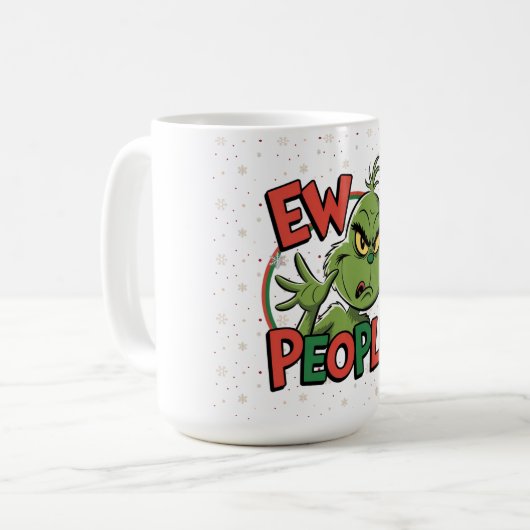 Funny Grumpy Christmas “Ew People” Cartoon Design  Koffiemok (Voorkant links)