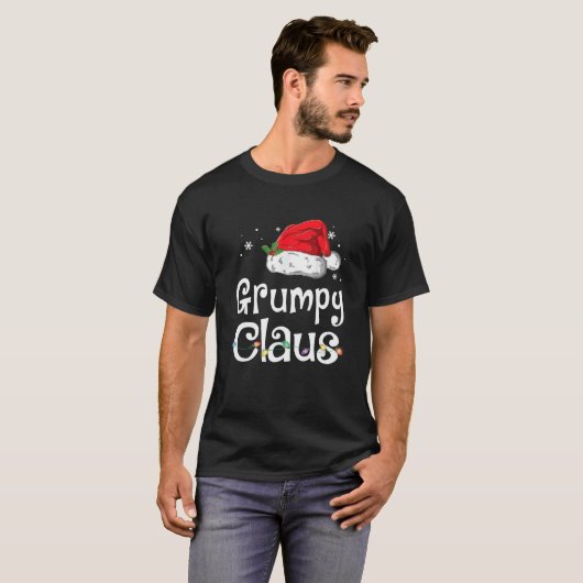 Funny Grumpy Claus kerstpyjama Santa T-shirt (Voorkant volledig)