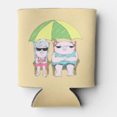 Funny Grumpy Couple bij Beach in Rain Art Blikjeskoeler (Voorkant)