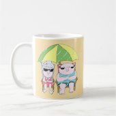 Funny Grumpy Couple bij Beach in Rain Art Koffiemok (Links)