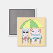 Funny Grumpy Couple bij Beach in Rain Art Magneet (Voorkant / Achterkant)