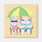 Funny Grumpy Couple bij Beach in Rain Art Magneet (Voorkant)