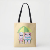Funny Grumpy Couple bij Beach in Rain Art Tote Bag (Voorkant)