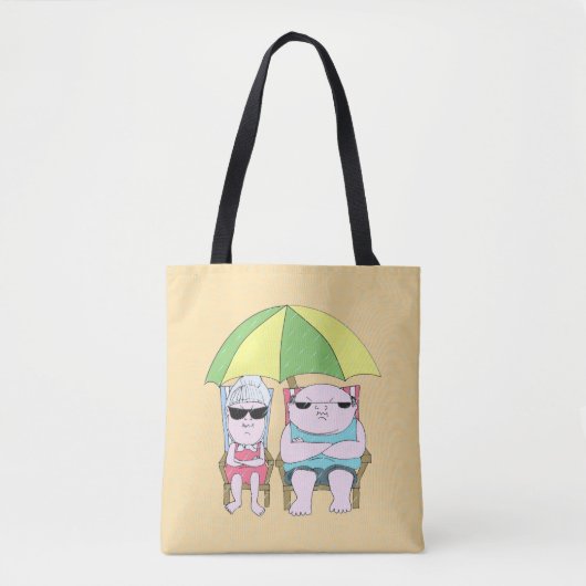Funny Grumpy Couple bij Beach in Rain Art Tote Bag (Voorkant)