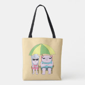 Funny Grumpy Couple bij Beach in Rain Art Tote Bag (Achterkant)