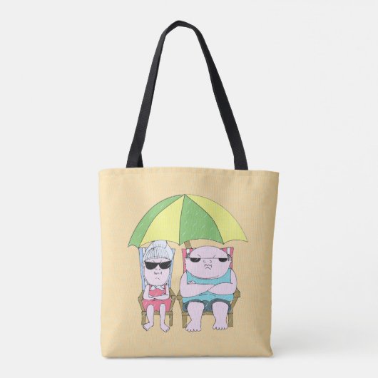Funny Grumpy Couple bij Beach in Rain Art Tote Bag (Achterkant)