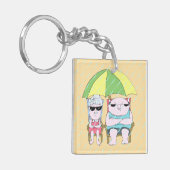 Funny Grumpy Couple bij het strand Sleutelhanger (Voorkant Links)