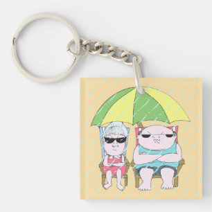 Funny Grumpy Couple bij het strand Sleutelhanger