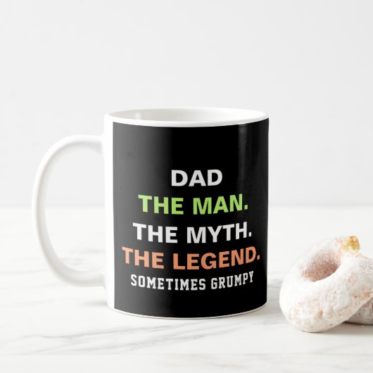 Funny Grumpy Dad Quote Typografie Koffiemok (Met donut)