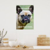 Funny Grumpy French Bulldog Ik ken je trucjes Poster (Keuken)