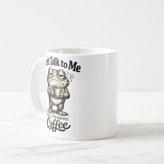 Funny Grumpy Frog Drinking Coffee Koffiemok (Voorkant links)