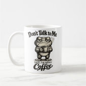 Funny Grumpy Frog Drinking Coffee Koffiemok (Links)