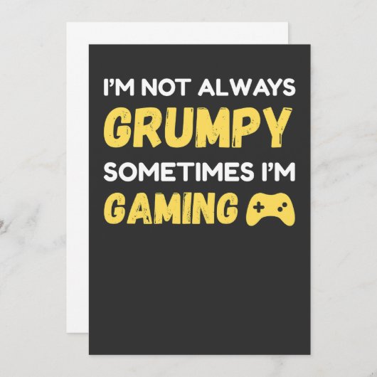 Funny Grumpy Gamer Quote Design Kaart (Voorkant / Achterkant)