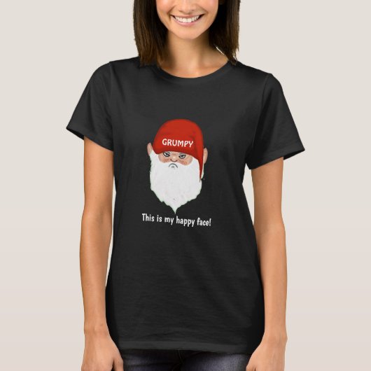 Funny Grumpy Gnome Face T-shirt (Voorkant)