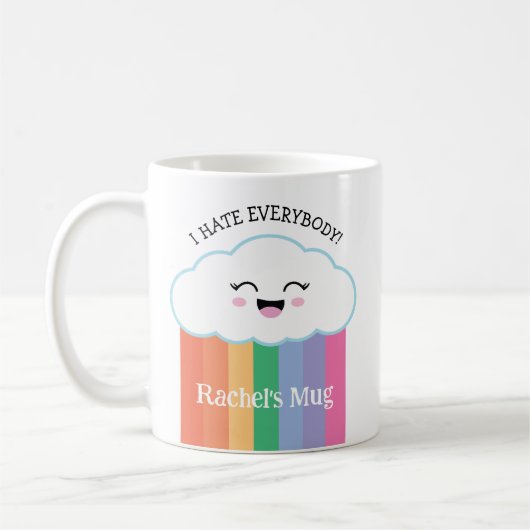 Funny Grumpy Kawaii Cloud en Rainbows Koffiemok (Links)