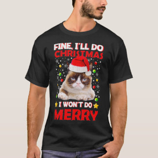 Funny Grumpy-kerstkat Pun Joke T-shirt