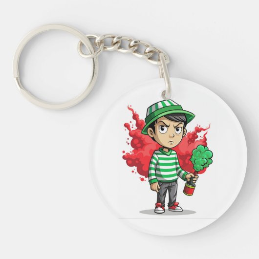 Funny grumpy kid acrylic keychain  (Voorkant)