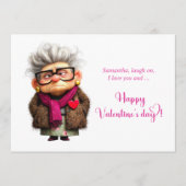 Funny Grumpy Lady Valentine Card Bold Pink Art Feestdagenkaart (Voorkant)