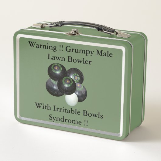 Funny Grumpy Lawn Bowler, Metal Lunch Box (Voorkant)
