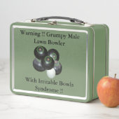Funny Grumpy Lawn Bowler, Metal Lunch Box (In situ)