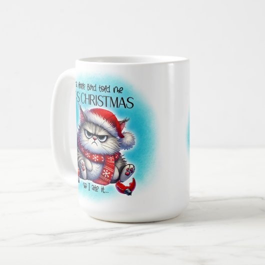 Funny Grumpy Mad Kitty Christmas | Coffee Mug Koffiemok (Voorkant links)
