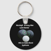 Funny Grumpy Male Lawn Bowler, Keyring Sleutelhanger (Achterkant)
