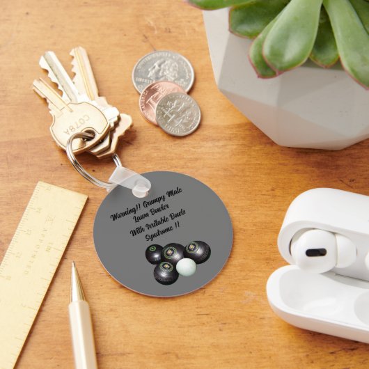 Funny Grumpy Male Lawn Bowler, Keyring Sleutelhanger (Bureau)