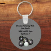 Funny Grumpy Male Lawn Bowler, Keyring Sleutelhanger (Voorkant)