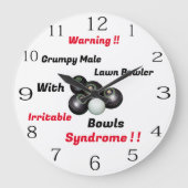 Funny Grumpy Male Lawn Bowler, Wall Clock Grote Klok (Voorkant)