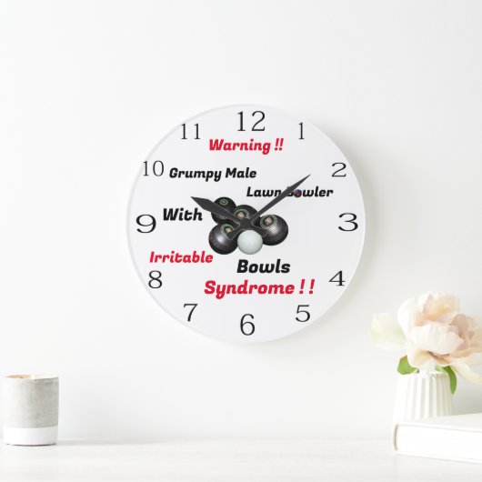 Funny Grumpy Male Lawn Bowler, Wall Clock Grote Klok (Huis)