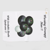 Funny Grumpy Man bij de wandelaar Bowls Design Golfhanddoek (Horizontaal)