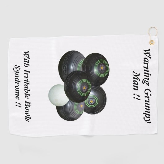 Funny Grumpy Man bij de wandelaar Bowls Design Golfhanddoek (Horizontaal)
