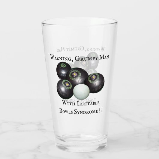 Funny Grumpy Man Lawn Bowler Glas (Achterkant)