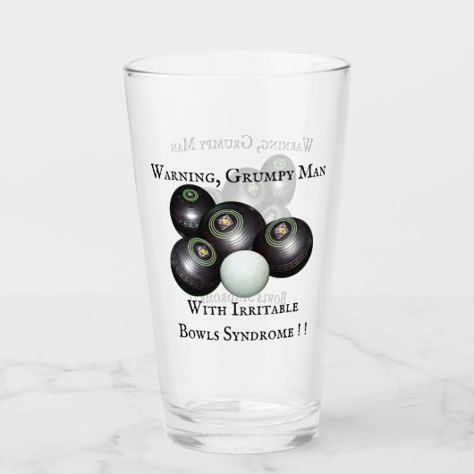 Funny Grumpy Man Lawn Bowler Glas (Voorkant)