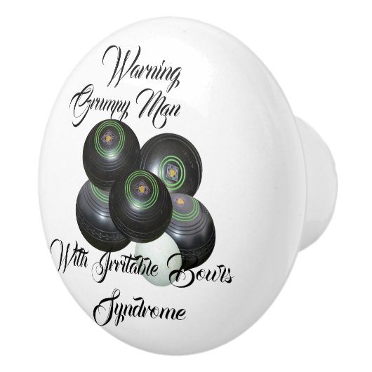 Funny Grumpy Man Lawn Bowls Syndrome Keramische Knop (Rechts)